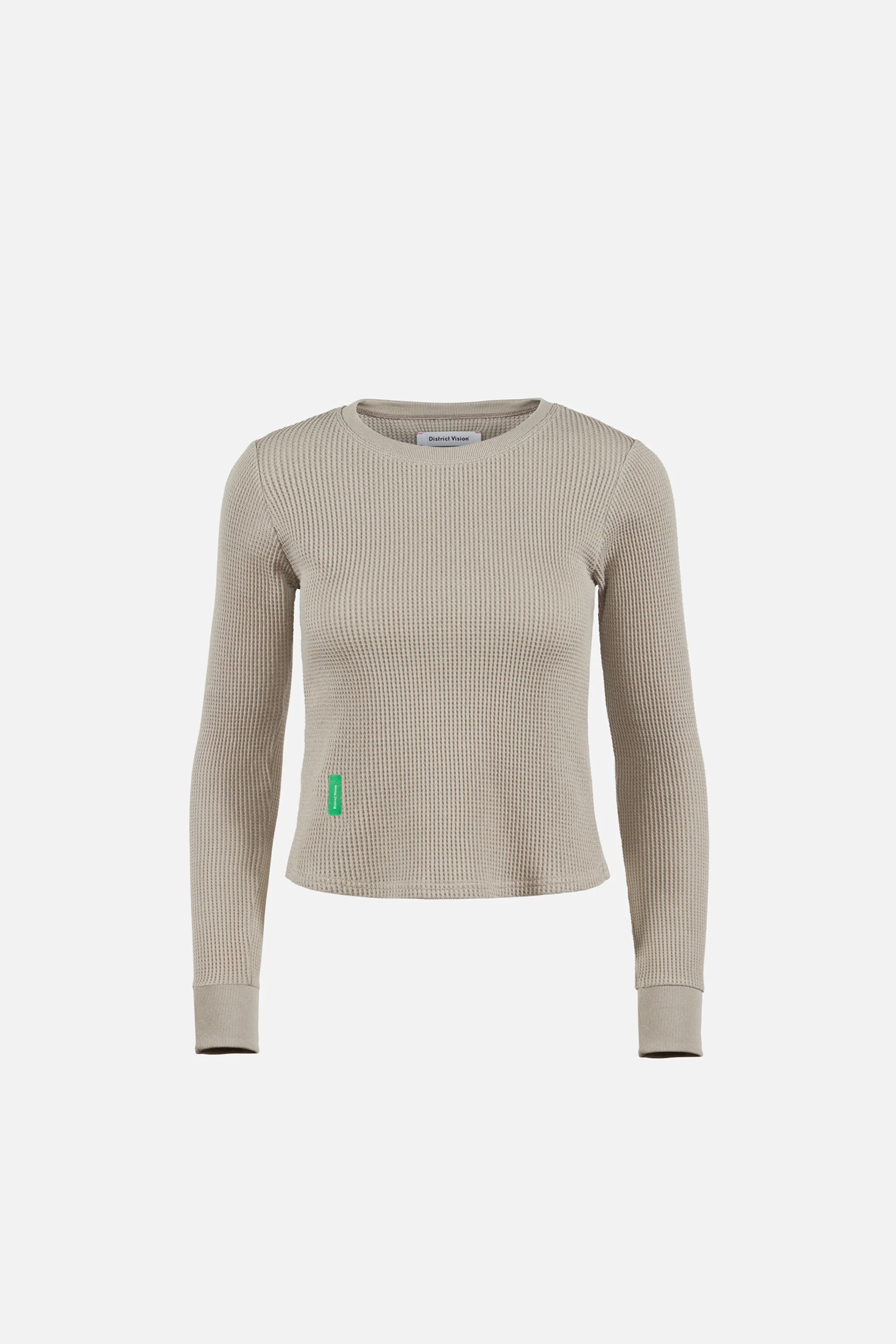 Fitted Long Sleeve Waffle T-Shirt, Stone Grey