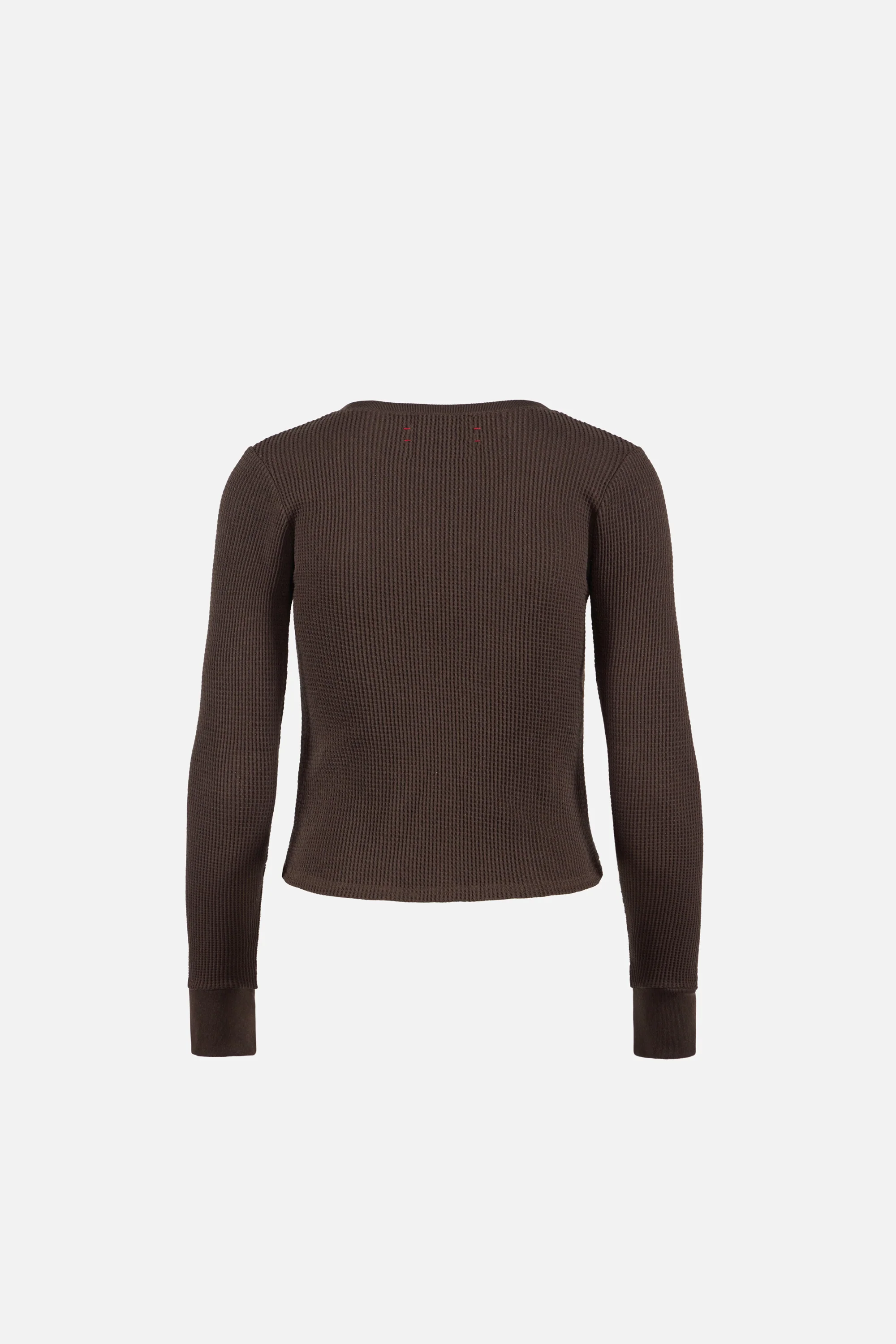Fitted Long Sleeve Waffle T-Shirt, Umber - Image 2