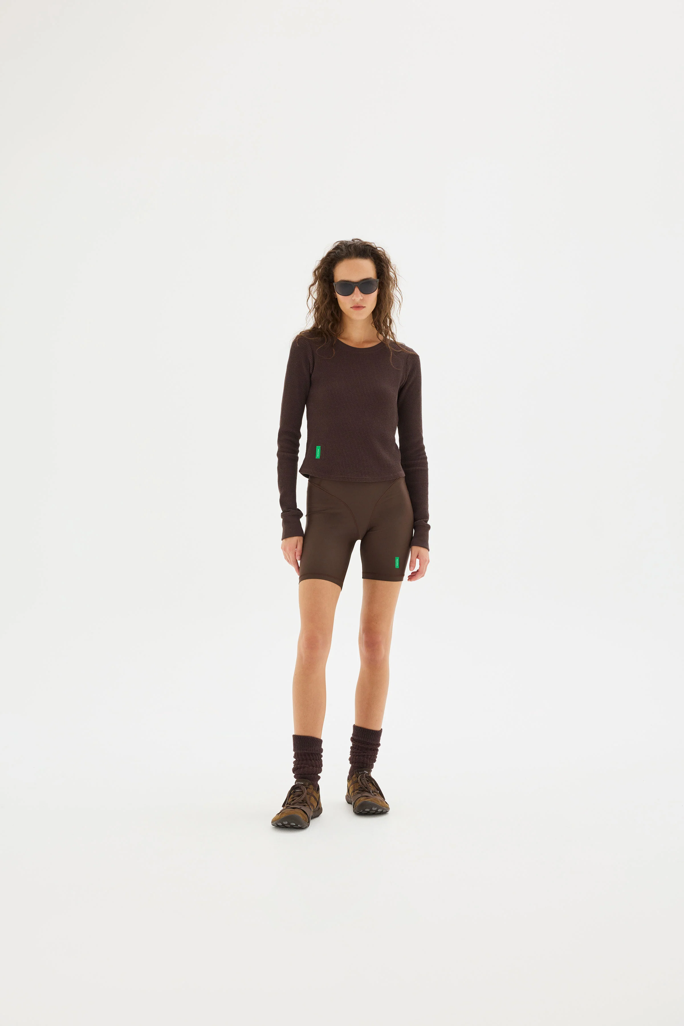 Fitted Long Sleeve Waffle T-Shirt, Umber - Image 3