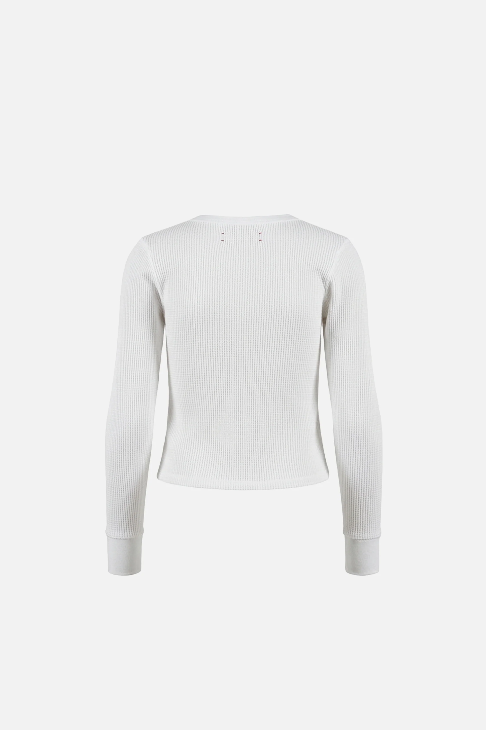 Fitted Long Sleeve Waffle T-Shirt, White - Image 2