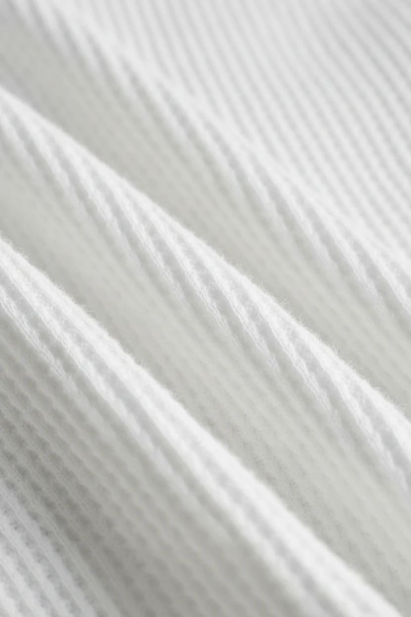 Long Sleeve Waffle Tee, White - Image 4