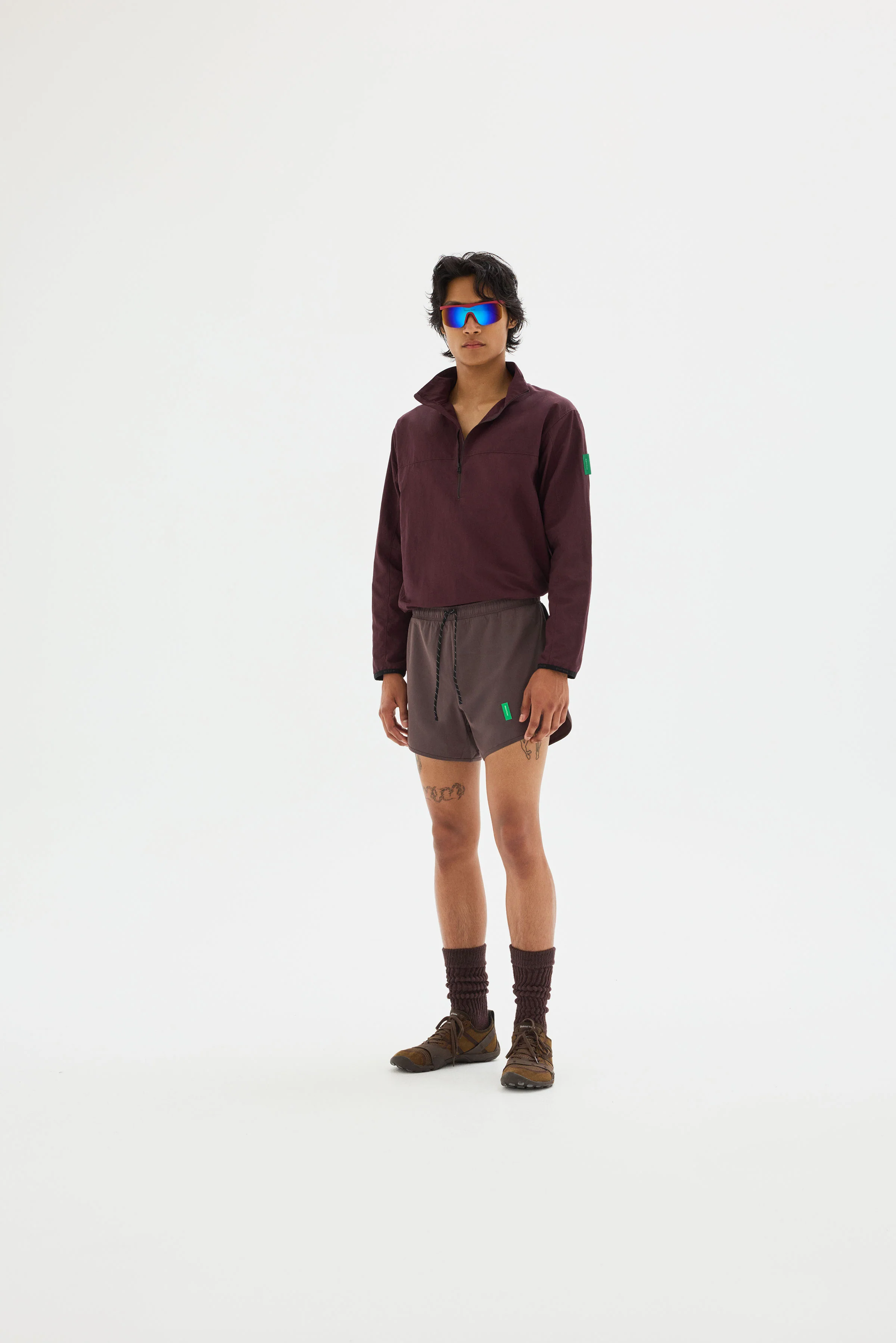 Half-Zip Nylon Windbreaker, Blackberry - Image 3