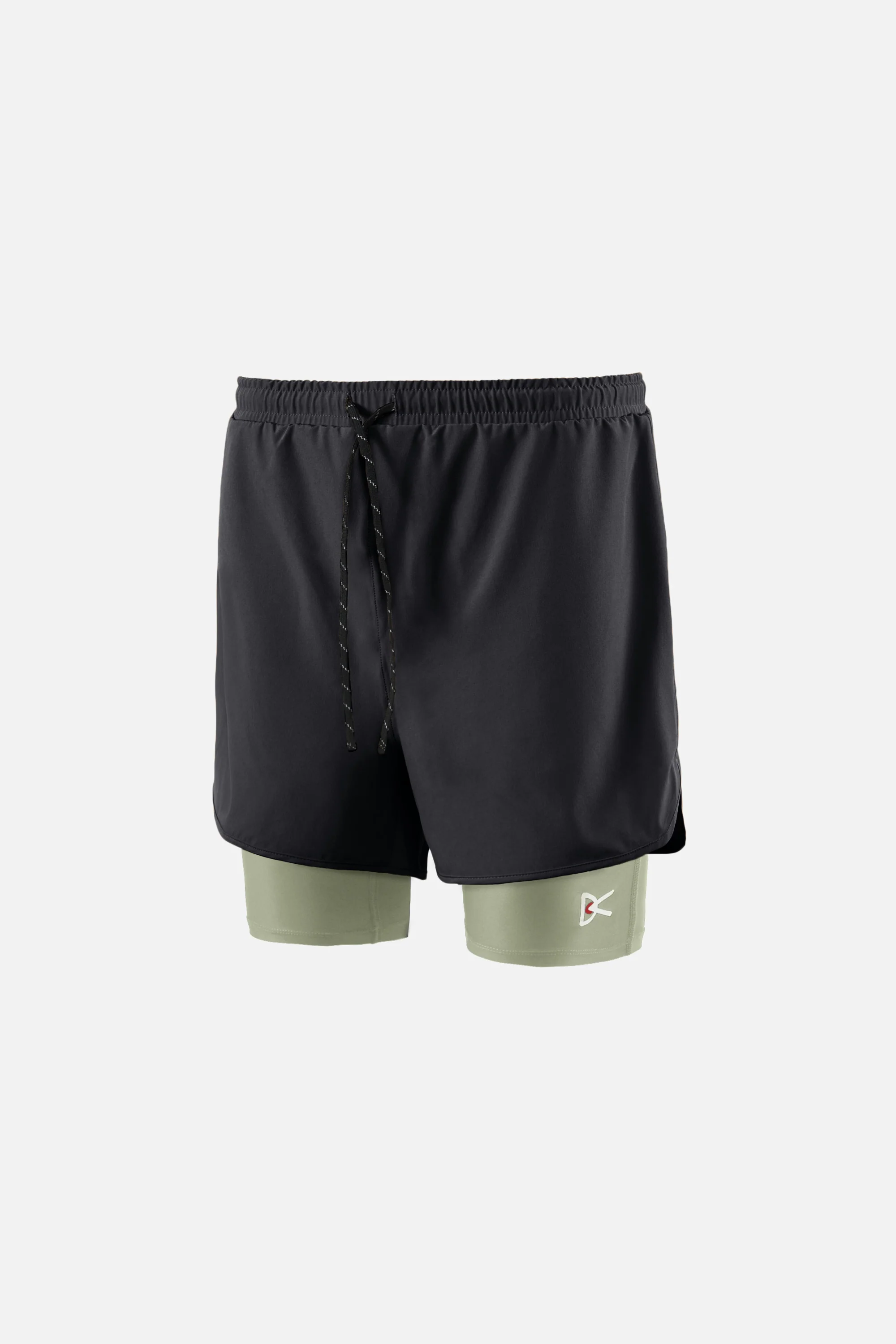 Layered Pocketed Trail Shorts, Black/Ash