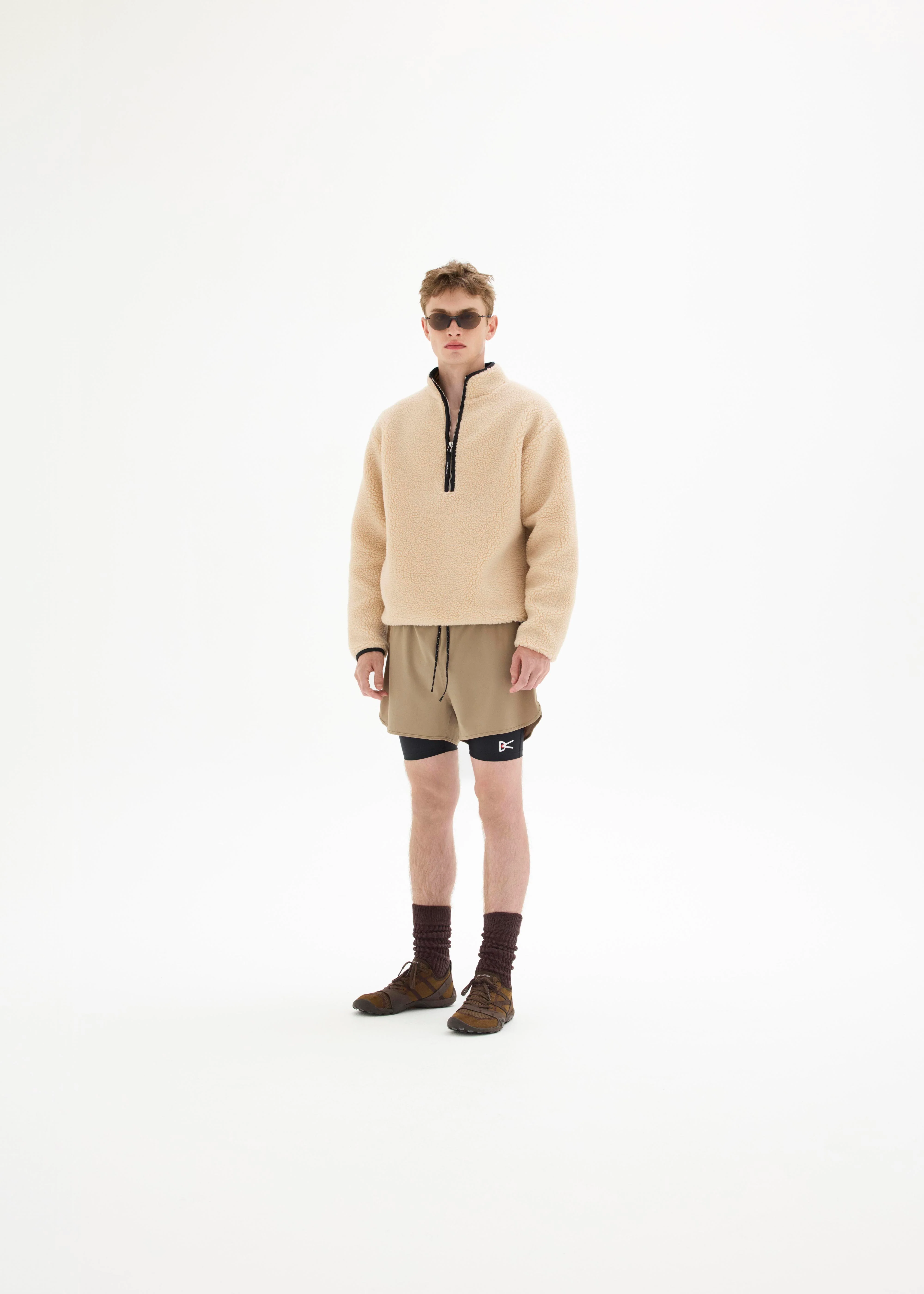 Layered Pocketed Trail Shorts, Morel/Black - Image 3