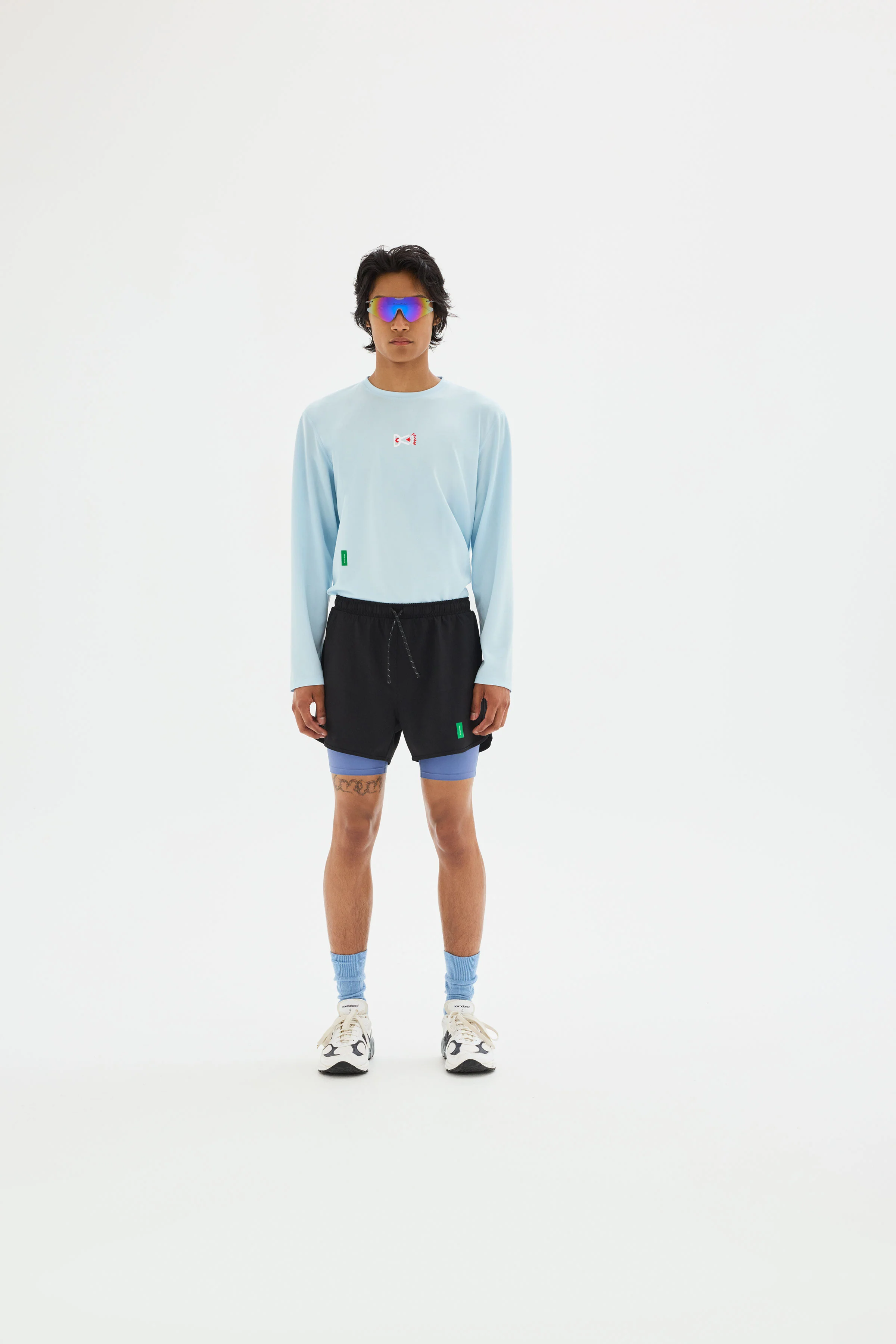 Layered Training Shorts, Black/Race Blue - Image 3