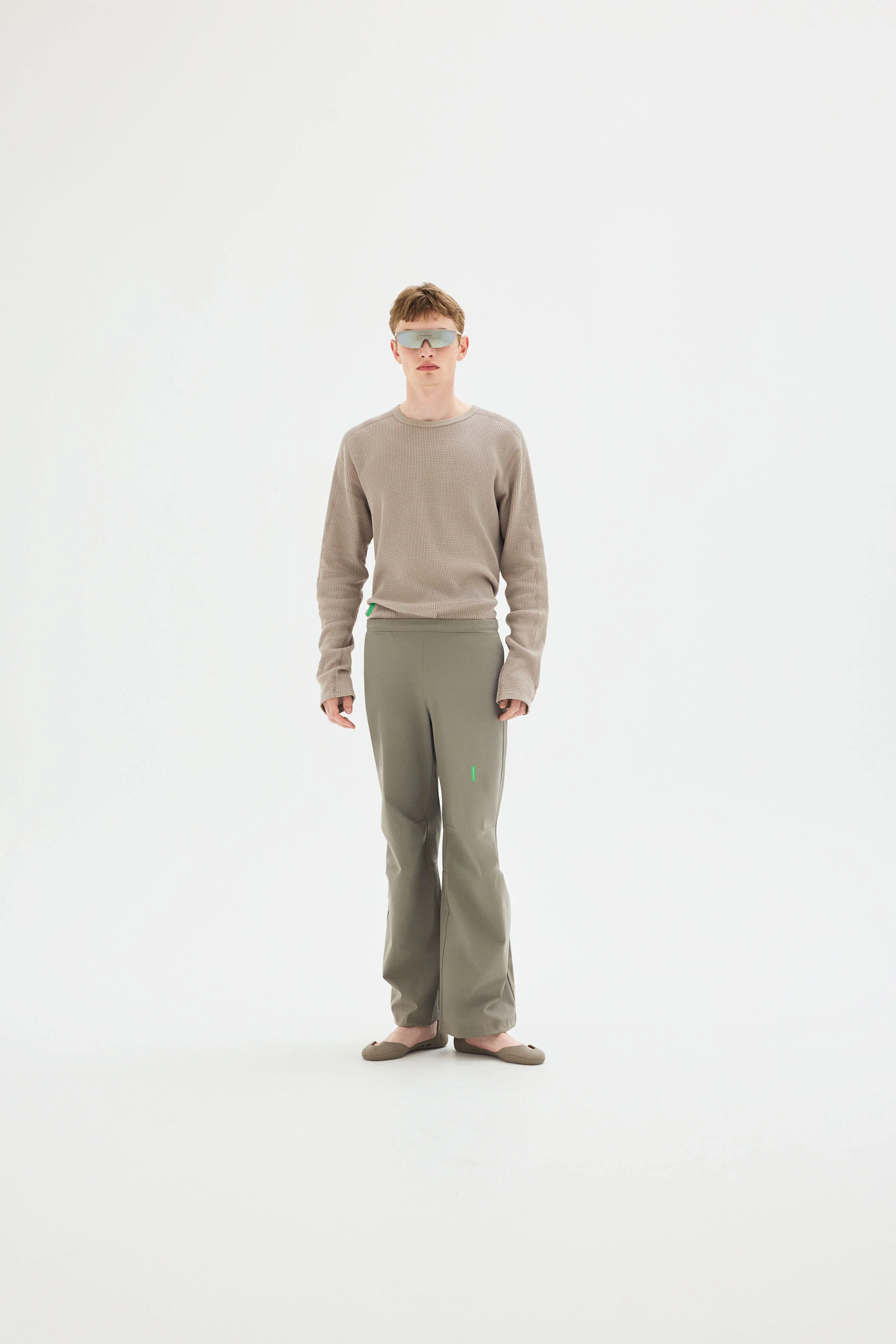 Long Sleeve Waffle Tee, Stone Grey - Image 3