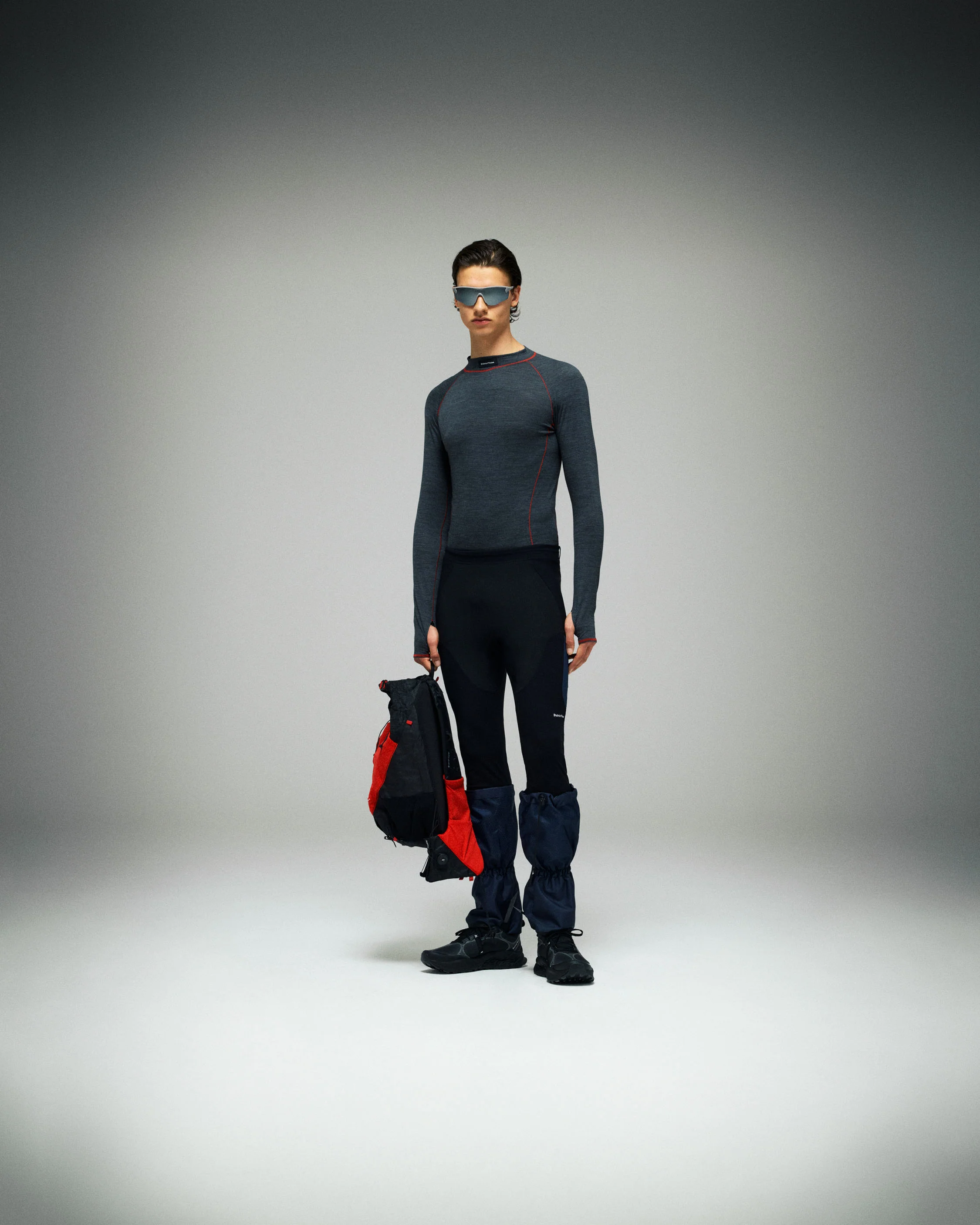 Merino Long Sleeve Mock Tee, Dark Melange - Image 3