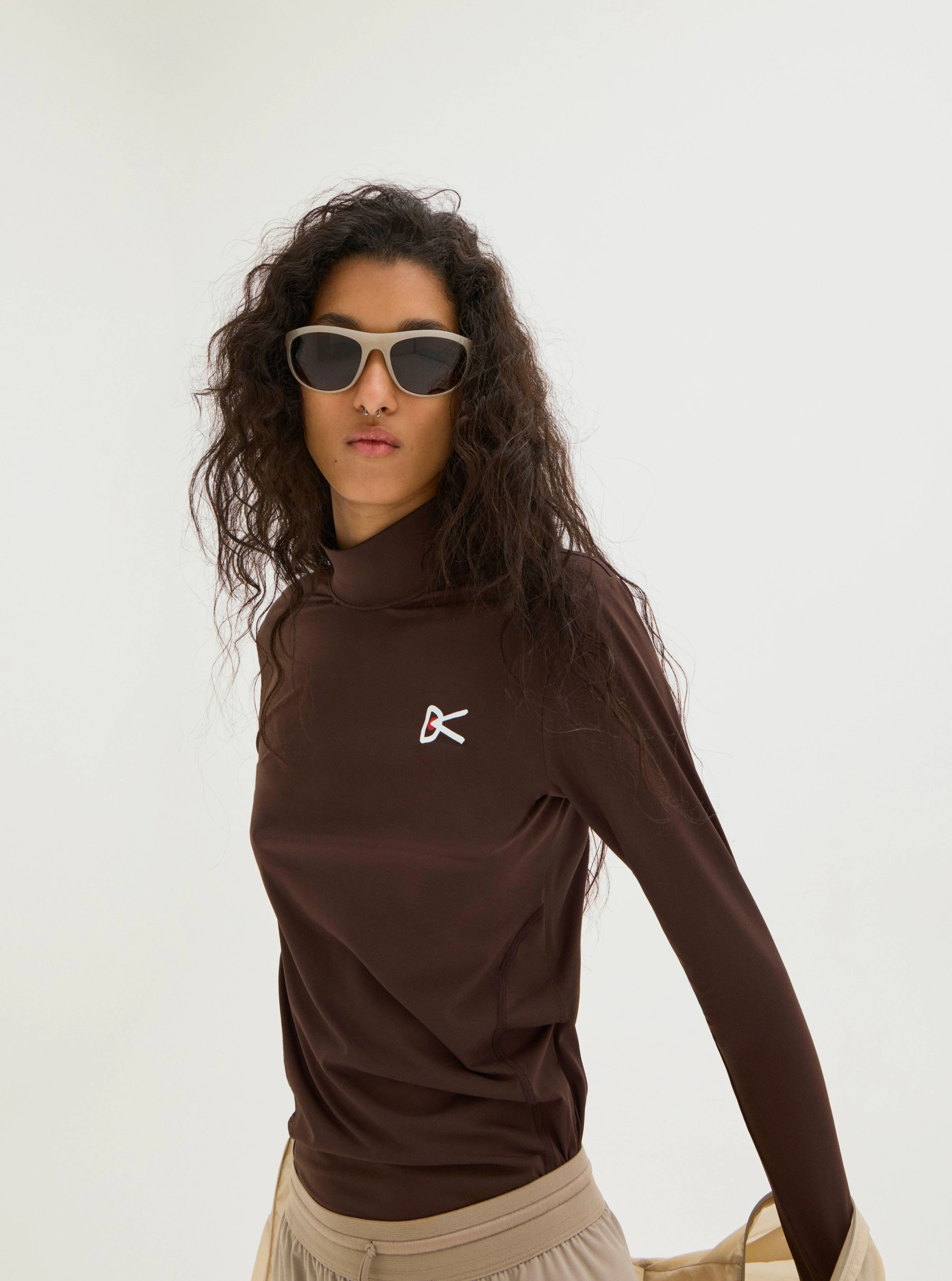 Paneled Long Sleeve Mock Tee, Earth - Image 3