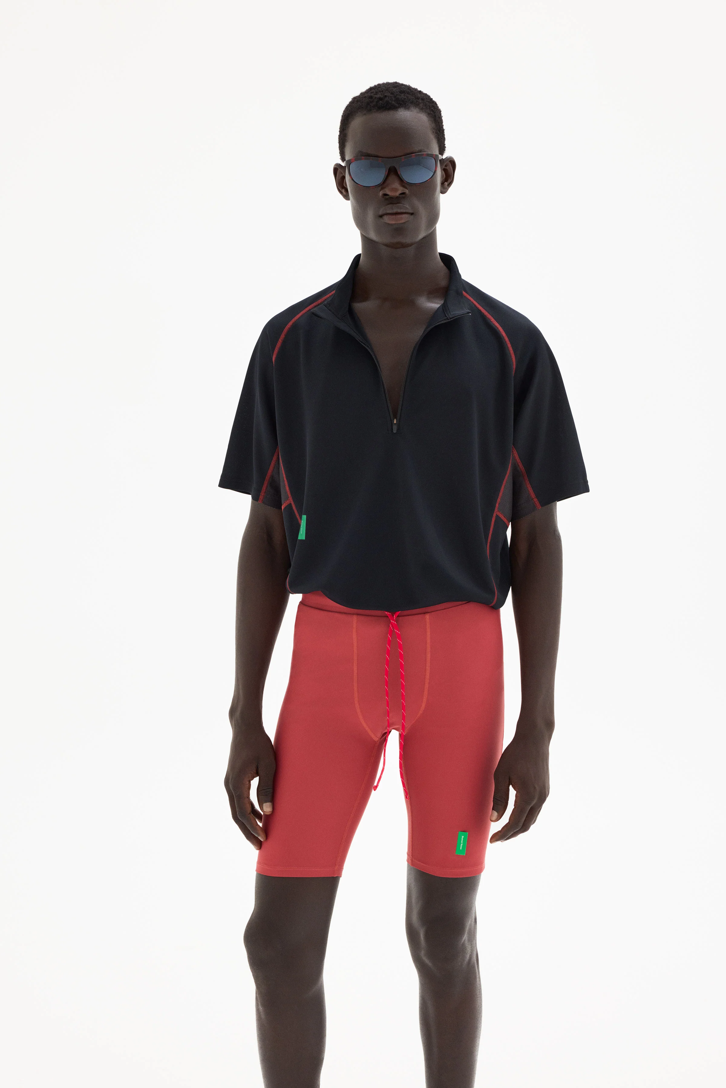 Quarter Zip Training Shirt, Black/Red - Image 3